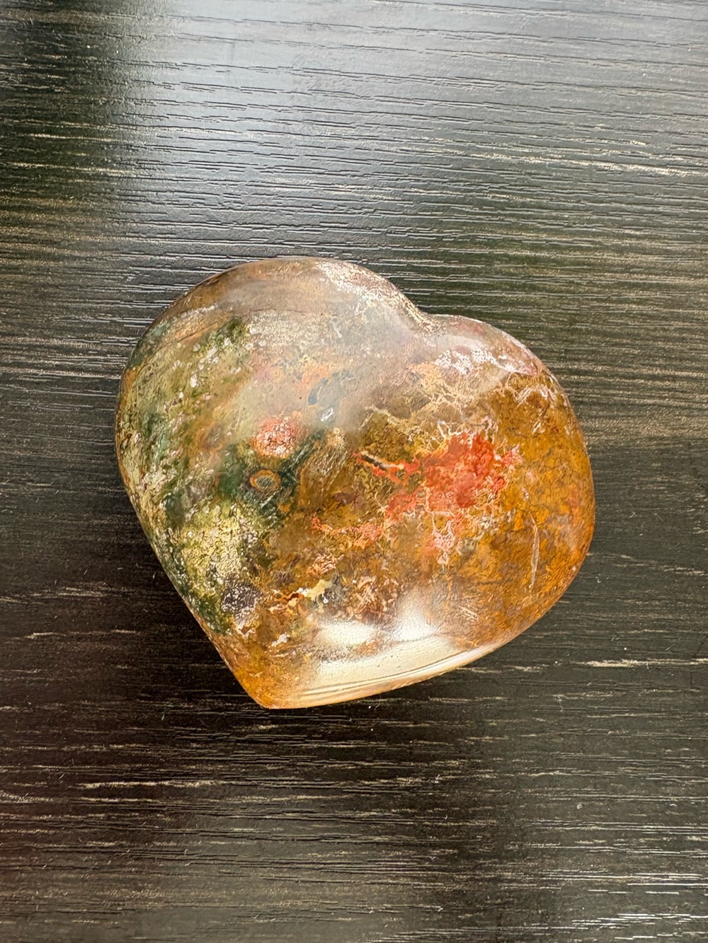 Natural Rainbow Polychrome Jasper Crystal Carving Puffy Heart Home Decor Stone - Picture 6 of 8